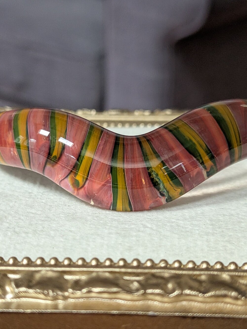 🌈 Artisan Multicolor Art Glass Open Cuff Bracelet – Unique Statement Piece